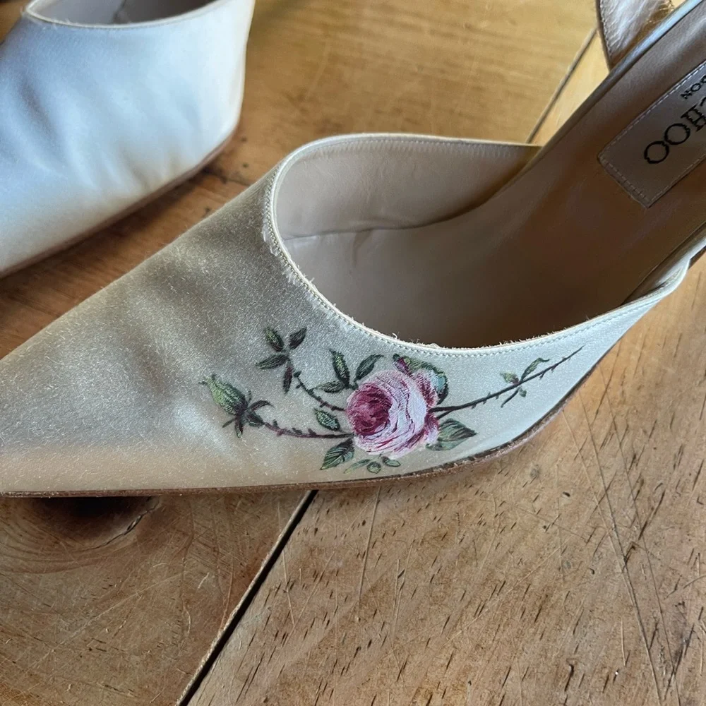 Jimmy Choo Vintage White Floral Women's Wedding Shoes - Picture 8 of 16